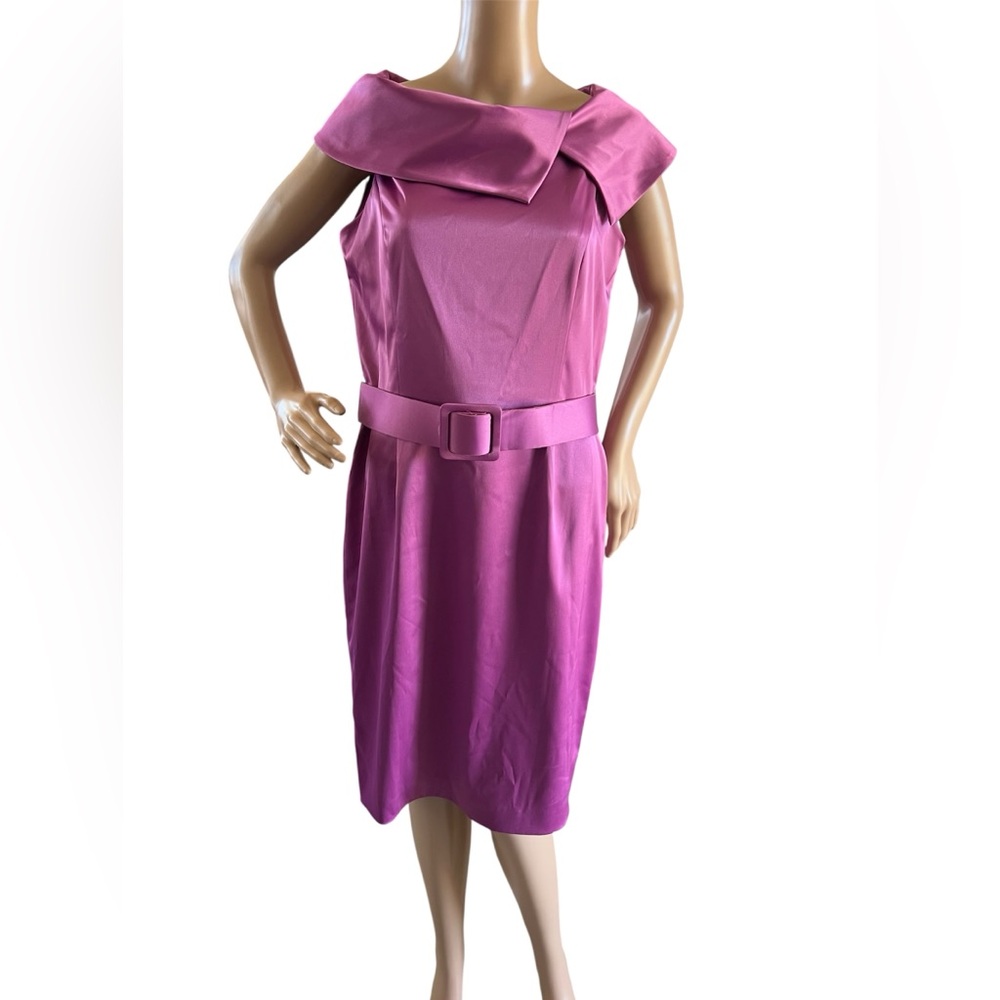 Ellen Tracy Fuchsia Belted Midi Dress